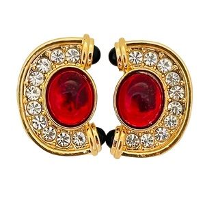 NEW vintage runway style glass gold plated statement earrings